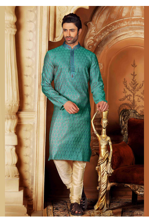 Ocean Blue Color Silk Kurta Set